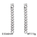 Silberne Edelstahl-Ohrhänger mit kubanischer Kette im Punk-Stil, lange Quastenohrringe - 6mm / Stahlfarbe