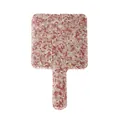 Pink and clear crystal rhinestone encrusted hand-held vanity mirror with square head - Square / Pink