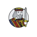 Enamel playing card king brooch pin with crown and sword design in blue and red - King Style (C1993-2)