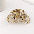 Pinza per capelli vintage francese in acrilico con motivo a guscio di tartaruga - Bianco Giallo Misto (Tartarugato Giallo)