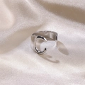 Adjustable silver ring featuring an open-end design and polished cutout letter C - Letter C / Silver