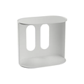 White oval dual-slot seasoning jar lid with integrated spoon and sleek plastic finish - Storage Rack / White