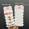 Bow-shaped hair accessory display card with handmade floral hairpins and cartoon ties - kp1120 Pink Bow Five-slot I-shape Card (approx. 100pcs)