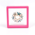 Rose red square PE film jewelry box with 3D floating effect for display - Rose Red; 9*9*2cm