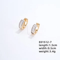 Golden U-shaped earrings with rectangular cubic zirconia and polished finish - Teardrop Hollow-Gold White Zircon