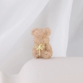 Peach pink crystal teddy bear bead with a gold bow for DIY jewelry making - Gold Bow Brown