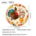 Lot de 10 assiettes en papier Thanksgiving avec motif dinde Happy Thanksgiving 23 cm - Assiettes Grandes Dinde