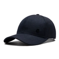 Navy blue baseball cap for men featuring a six-panel design and a side circular logo - Navy Blue