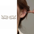 Silver criss-cross ear cuff with inlaid zircons, no-piercing clip-on jewelry style - 30020-Silver X-Shape Cross Rhinestone Single
