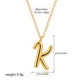Polished 18K gold letter K pendant necklace with measurement details on white background - Letter K