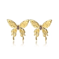 Pendientes de mariposa dorados con piedras moradas y acabado pulido sobre fondo blanco puro - Chapado en Oro de 18K al Vacío / Circonita Azul Púrpura