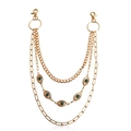 Gold multi-layer metal waist chain with five green evil eye charms for women - 3-Layer Gold Green Evil Eye Style (ZW796)