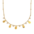 18K gold plated stainless steel necklace with waterdrop pendant and clear zircon stone - Gold