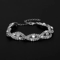 Sparkling silver rhinestone bridal bracelet with hollow design and extender chain - 746 Bracelet / Silver