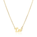 Detailed view of an 18K gold plated Leo zodiac necklace with a polished metal pendant - Leo / Gold