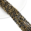 Oval black and gold crystal beads on a string for DIY jewelry making and craft projects - Approx 25pcs/Strand / 4x6MM / Solid Black