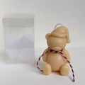 Christmas bear candle in beige with holiday hat and gift box packaging set - Bear with Hat-Light Brown