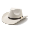 Cappello da cowboy bianco in feltro di lana con fascia in pelle marrone e fibbia oro - Camoscio / Bianco Sporco