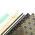 Collezione di carta regalo con motivi geometrici in lamina d'oro su vari colori - Set 1 (6 fogli)
