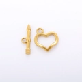 18k gold plated stainless steel heart OT toggle clasp for DIY jewelry making - DY711-Large Heart Texture / Gold