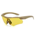 Tactical safety goggles with khaki frame and yellow anti-explosion enhancement lens - Khaki Frame Yellow Lens