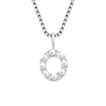 Silver titanium steel box chain necklace with a pearl-studded letter O pendant - O-Steel Color