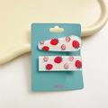 Lot de barrettes fraises en acrylique pailleté sur carte pour coiffure de fille - Fraise / Paire de Barrettes Fraise