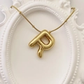 Golden balloon style letter P pendant necklace with polished metallic finish for women - Gold Letter R