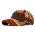 Cappellino baseball in pile sherpa a scacchi marrone e beige con finitura morbida - Regolabile / Rosso Mattone