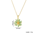 Collar de girasol dorado con piedras verdes de talla esmeralda y centro de cristal - Circón Verde Dorado