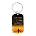 To my daughter heart stainless steel keychain with sunset silhouette and love message from mom - CW0043 Mom Beach Message