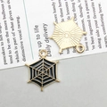 Halloween spider web pendant set in gold metal and black enamel finish for DIY jewelry - Black Spider Web (16*20mm)