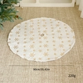 White 90cm plush Christmas tree skirt featuring embroidered gold snowflake patterns - White Snowflake Small 90cm