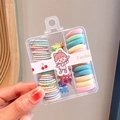 Macaron color hair accessories set for girls with elastic bands in a clear storage box - Style 5