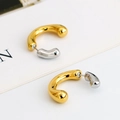 U-shaped gold and silver contrast metal hoop earrings in a minimalist geometric design - Gold Silver Bicolor C-Type