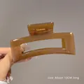 Matte milk coffee brown 10cm hair claw clip with semi-transparent amber texture finish - Square Jelly Brown