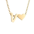 Collana dorata con pendente lettera V e cuore, finitura in metallo lucido minimal - Lettera V - Oro