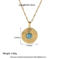 Detail view of a vintage gold pendant necklace featuring a centered turquoise stone inlay - DFN274 (Necklace) / Gold/Turquoise