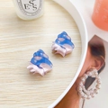 Mini conch-shaped hair claw clips in blue and pink gradient translucent acetate - Azure Conch (Pair)