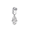 Vista macro dell'anello ombelico finto Mano di Fatima in argento con zirconi cubici - Stile Mano di Fatima Argento (FBR3102828)