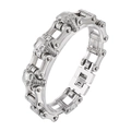 Pulsera de cadena de bicicleta con calavera en acero inoxidable 316L estilo rock - Estilo Plateado (KB49365-D)