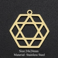 Golden stainless steel hexagonal pendant with inner star design and dimensions 24x24mm - Gold Hexagon Star (24x24mm)