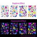 UV glowing mermaid and sea creature temporary tattoos showing day and night effects - WOYG Fluorescent Mermaid Set (4 Sheets)