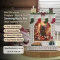 Christmas fireplace music box with Santa and snow scene, dual power with warm LED lights - White Fireplace
