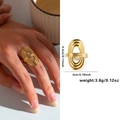 Golden multi-layer oval wave ring in stainless steel with size and weight dimensions - Gold 15