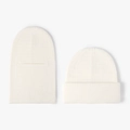 Thick ribbed knit balaclava and beanie set in cream white for winter warmth - Cream