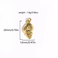 Détail d'un pendentif coquillage doré avec dimensions et spécifications de poids - Conque Texturée Dorée (Style 14)