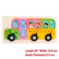 Wooden 3D school bus puzzle with 10 numbered pieces for early childhood education - School Bus