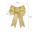 Sparkly gold glitter Christmas bow ornament 18x23cm for holiday tree decoration - Gold