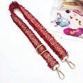 Adjustable red woven bag strap with golden buckles and tassels for crossbody bags - Gold Clasp / Red